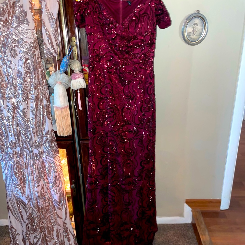 Red burgundy sequin dress